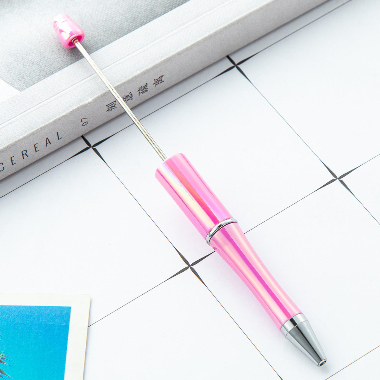 Wholesale Opal Beadable Pens Plastic UV Electroplating Gradient Pen DIY Handmade Beaded Pen